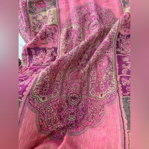 Pashmina Silk Blend Scarf in Red and Gold